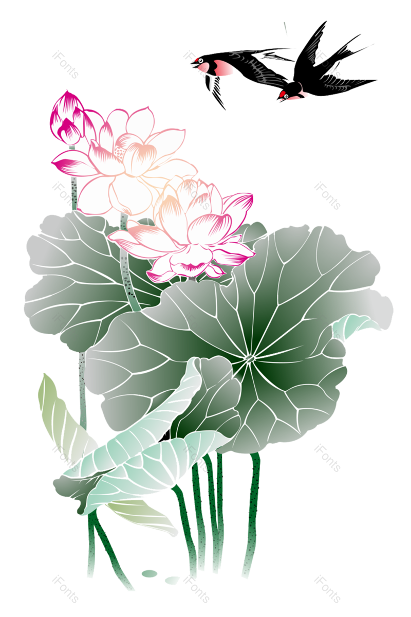 水墨图片,花卉元素,水彩PNG,古风免抠素材